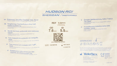 Teleflex 5-22111 Hudson RCI Sheridan Preformed Tracheal Tube 5.5ID x 7.6mmOD (x)
